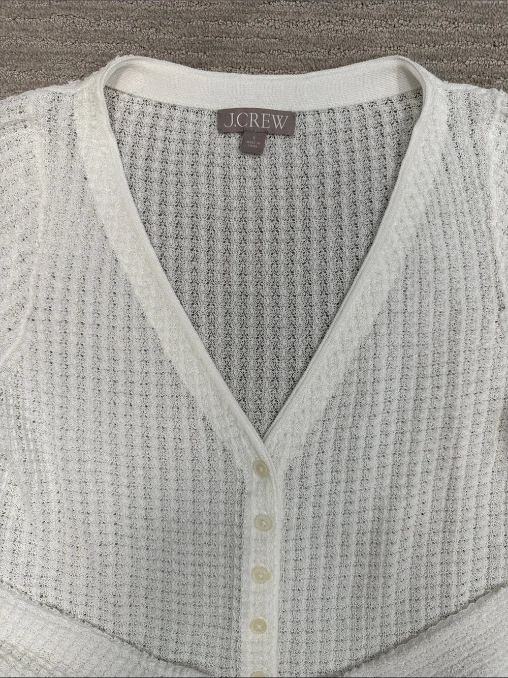 J. Crew Scallop Trim Pointelle Cardigan Top White Size Small